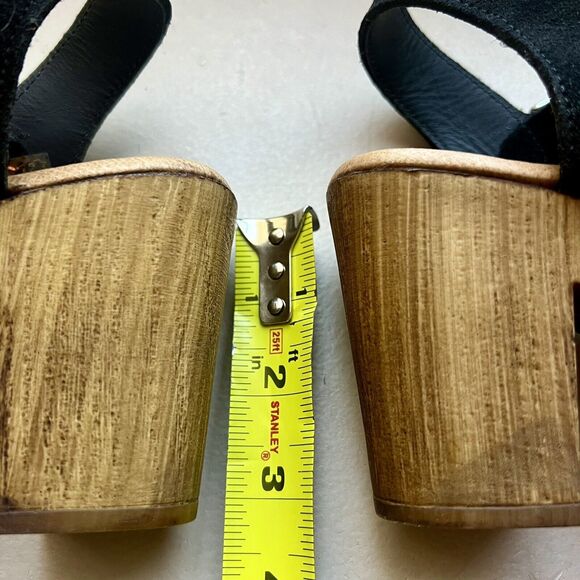 Eric Michael Rachel Black & Metallic Silver Sandals & Faux Wood Size EU 37 US 7 - Picture 12 of 16